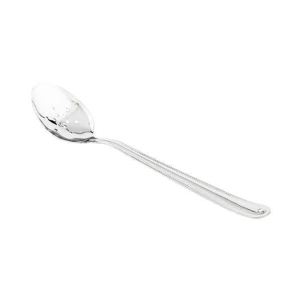 Restaurantware Met Lux Silver Stainless Steel Serving Buffet Spoon - Perforated - 12 1/2" - 1 Count Box