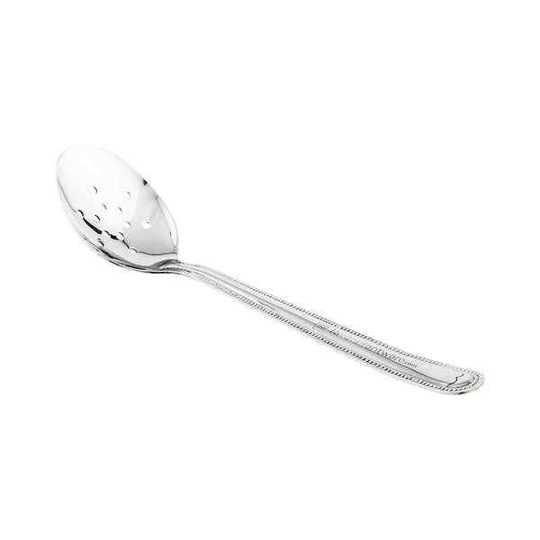 Restaurantware Met Lux Silver Stainless Steel Serving Buffet Spoon - Perforated - 9" - 1 Count Box
