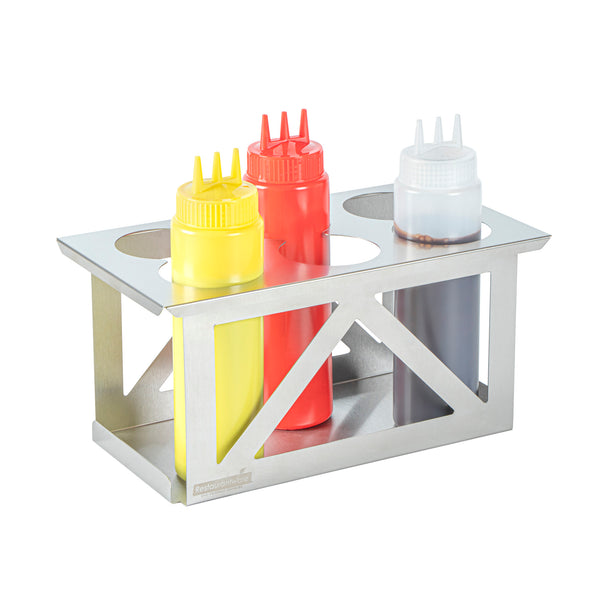 Restaurantware Met Lux Six Hole Stainless Steel Squeeze Bottle Holder - Fits 1/3 Size Opening - 12 3/4" X 7" X 6 1/4" - 1 Count Box
