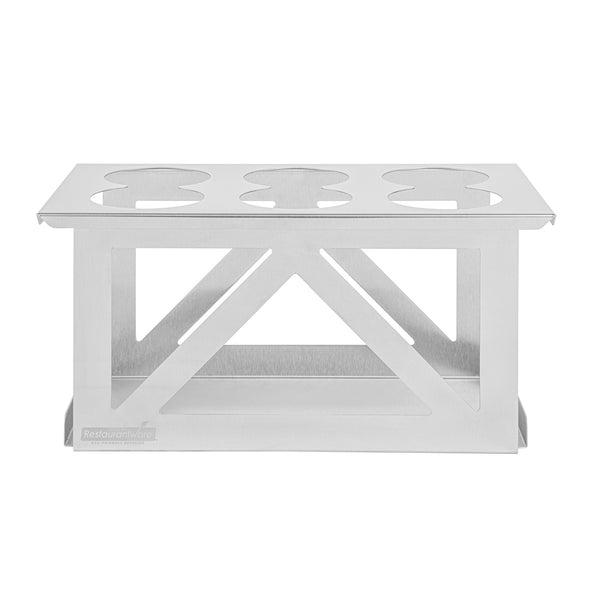 Restaurantware Met Lux Six Hole Stainless Steel Squeeze Bottle Holder - Fits 1/3 Size Opening - 12 3/4" X 7" X 6 1/4" - 1 Count Box