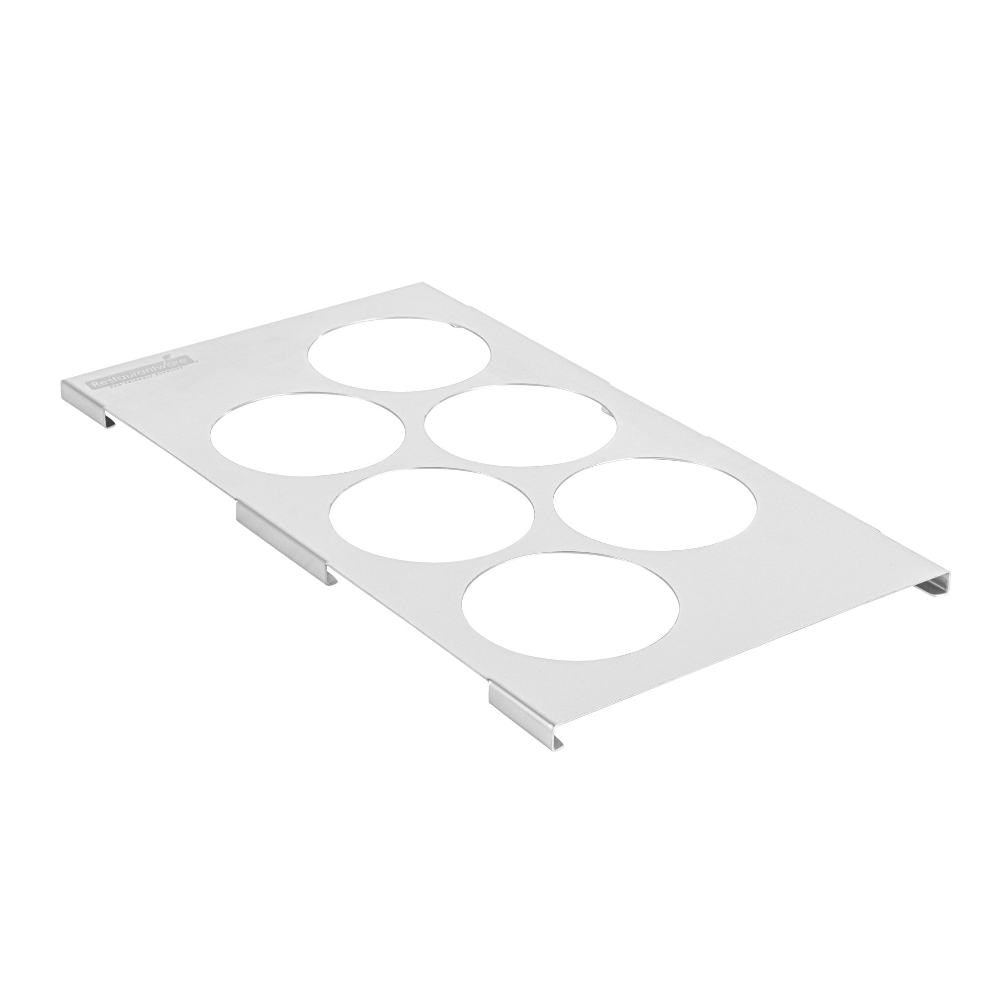 restaurantware Met Lux Six Hole Stainless Steel Squeeze Bottle Holder Top - Fits 1/3 Size Pans - 12 3/4" x 7" - 1 count box