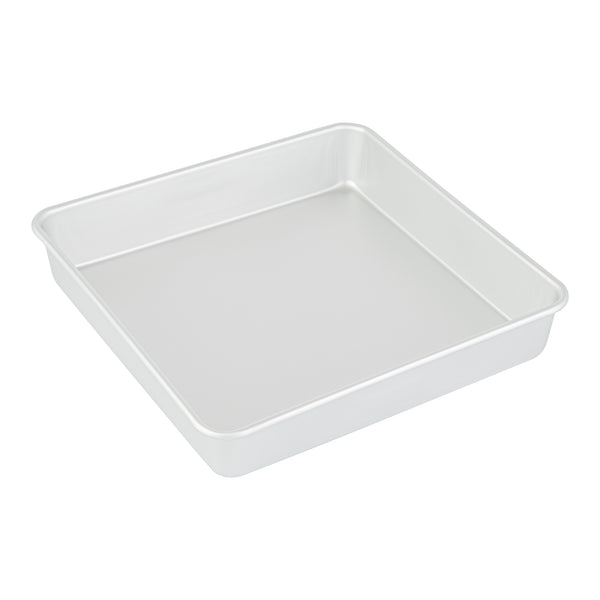 Restaurantware Met Lux Square Aluminum Cake Pan - 10" X 10" X 2" - 12 Count Box