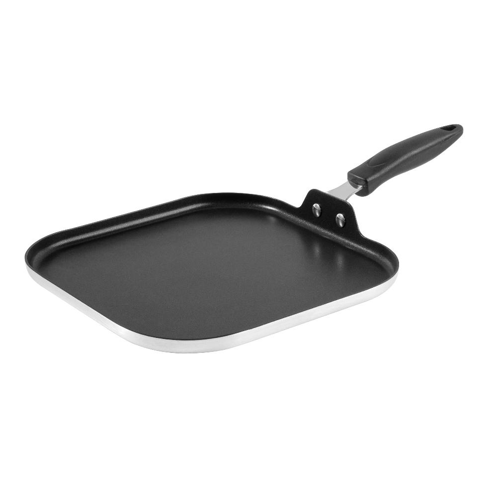 restaurantware Met Lux Square Aluminum Griddle - Non-Stick with Bakelite Handles - 11" - 10 count box