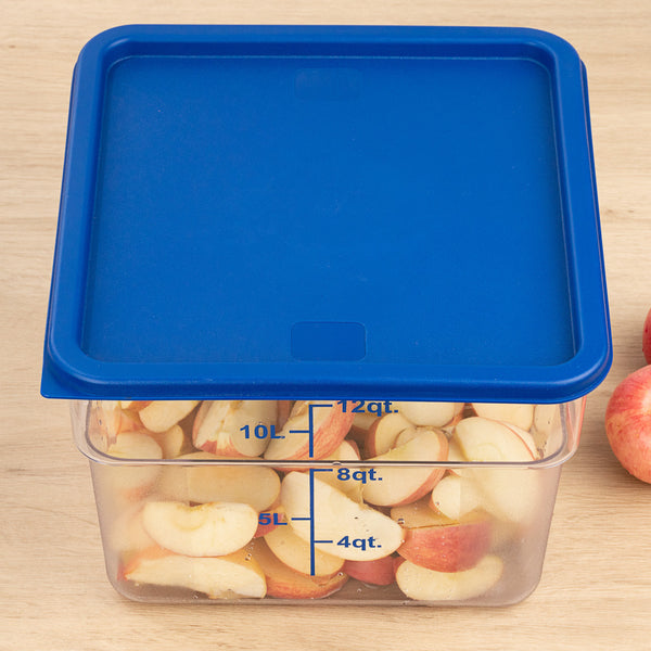 Restaurantware Met Lux Square Blue Plastic Food Storage Container Lid - Fits 12 18 And 22 Qt - 10 Count Box