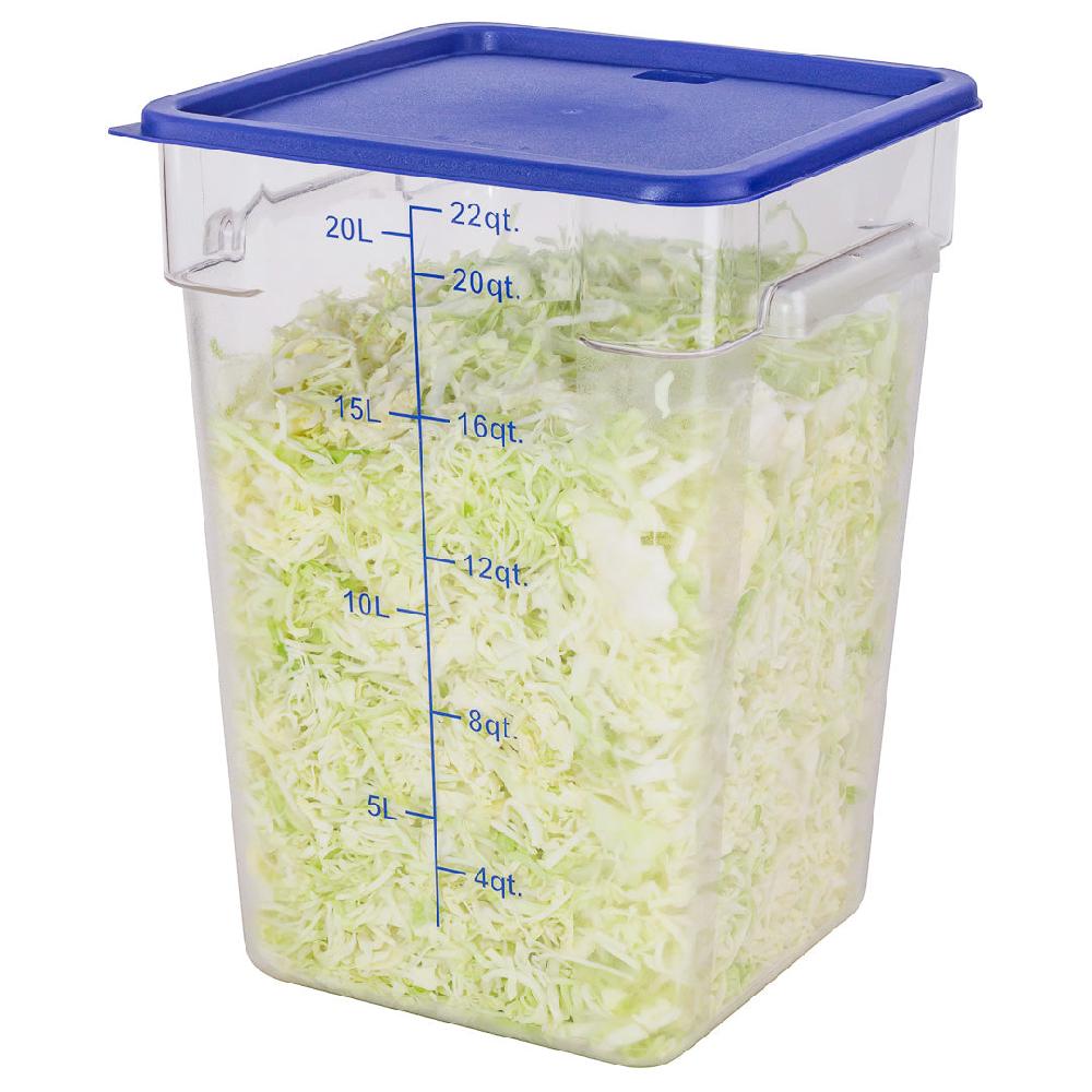restaurantware Met Lux Square Blue Plastic Food Storage Container Lid - Fits 12 18 and 22 qt - 10 count box