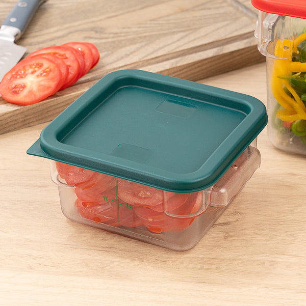 Restaurantware Met Lux Square Green Plastic Food Storage Container Lid - Fits 2 And 4 Qt - 10 Count Box
