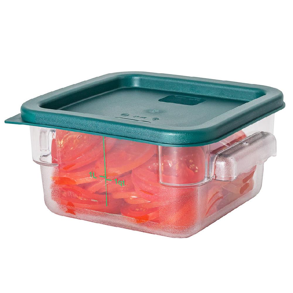 restaurantware Met Lux Square Green Plastic Food Storage Container Lid - Fits 2 and 4 qt - 10 count box