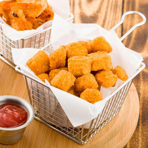 Restaurantware Met Lux Square Silver Stainless Steel Large Mini Fryer Basket - Waffle Grid - 8" X 5" X 3 1/2" - 1 Count Box
