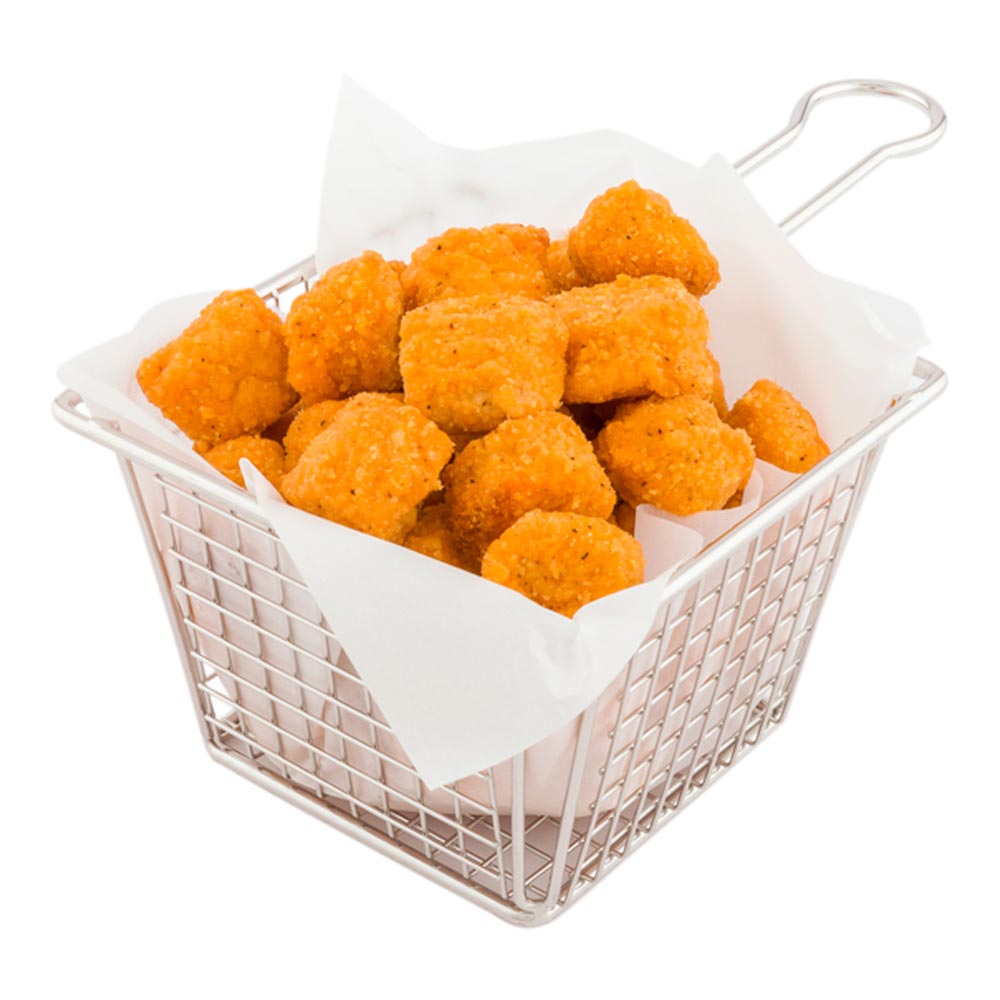 restaurantware Met Lux Square Silver Stainless Steel Large Mini Fryer Basket - Waffle Grid - 8" x 5" x 3 1/2" - 1 count box