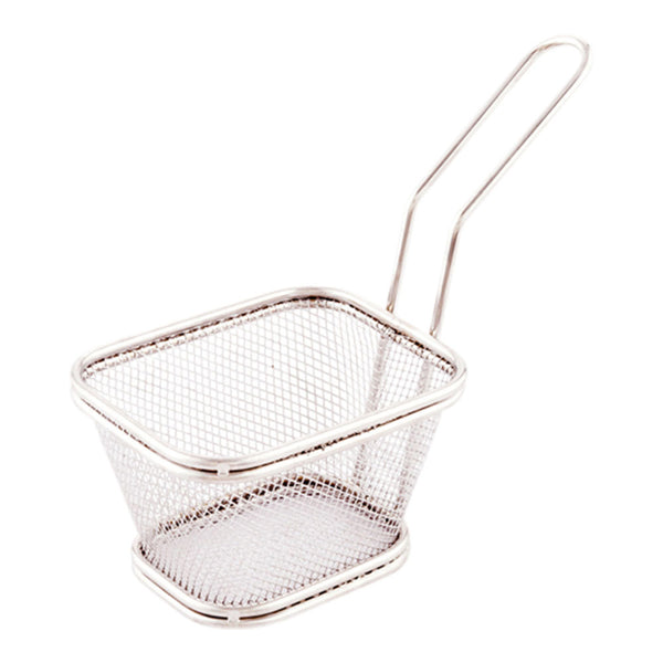 Restaurantware Met Lux Square Silver Stainless Steel Mini Fryer Basket - 4" X 3 1/4" X 2 1/4" - 1 Count Box