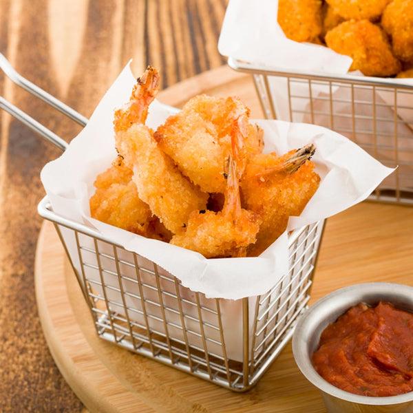 Restaurantware Met Lux Square Silver Stainless Steel Small Mini Fryer Basket - Waffle Grid - 6 1/2" X 3 1/4" X 4" - 1 Count Box