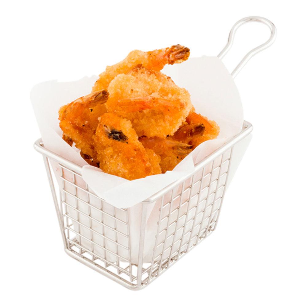 restaurantware Met Lux Square Silver Stainless Steel Small Mini Fryer Basket - Waffle Grid - 6 1/2" x 3 1/4" x 4" - 1 count box