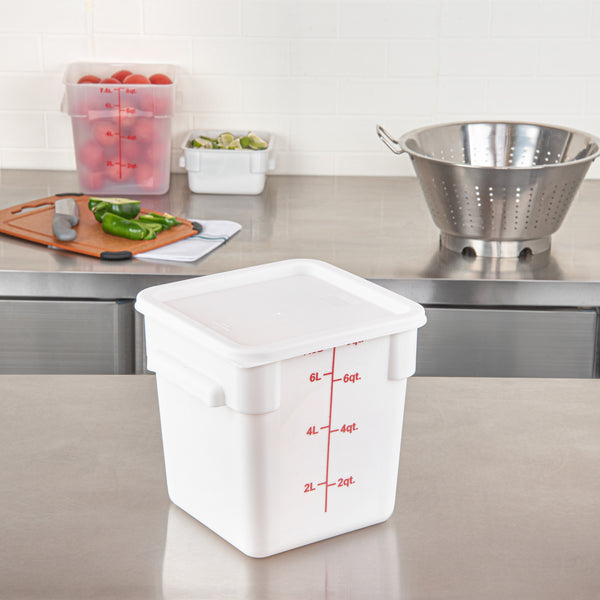 Restaurantware Met Lux Square White Plastic Food Storage Container Lid - Fits 6 And 8 Qt - 10 Count Box