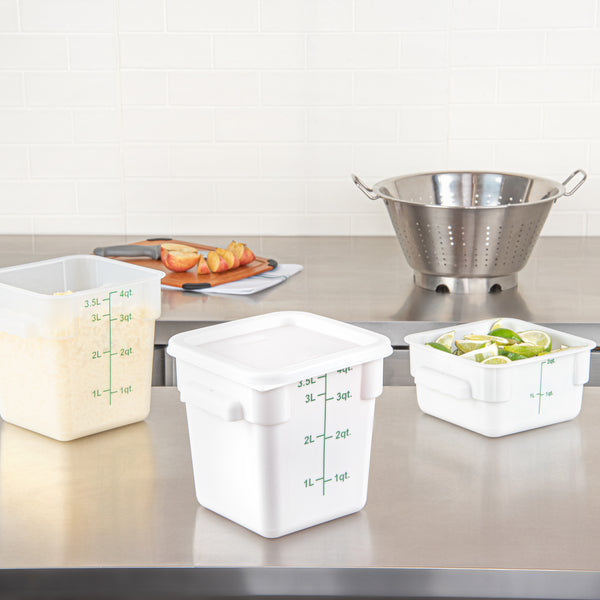 Restaurantware Met Lux Square White Plastic Food Storage Container Lid - Fits 2 And 4 Qt - 10 Count Box