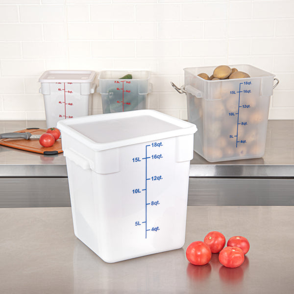 Restaurantware Met Lux Square White Plastic Food Storage Container Lid - Fits 12 18 And 22 Qt - 10 Count Box