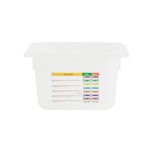 Restaurantware Met Lux Square White Polypropylene 1/6 Size Food Pan - 4" Deep With Label - 6 3/4" X 6 1/4" X 4" - 10 Count Box