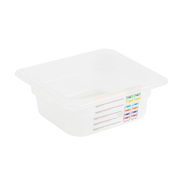 Restaurantware Met Lux Square White Polypropylene 1/6 Size Food Pan - 2.5" Deep With Label - 6 3/4" X 6 1/4" X 2 1/2" - 10 Count Box