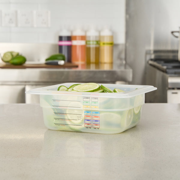 Restaurantware Met Lux Square White Polypropylene 1/6 Size Food Pan - 2.5" Deep With Label - 6 3/4" X 6 1/4" X 2 1/2" - 10 Count Box