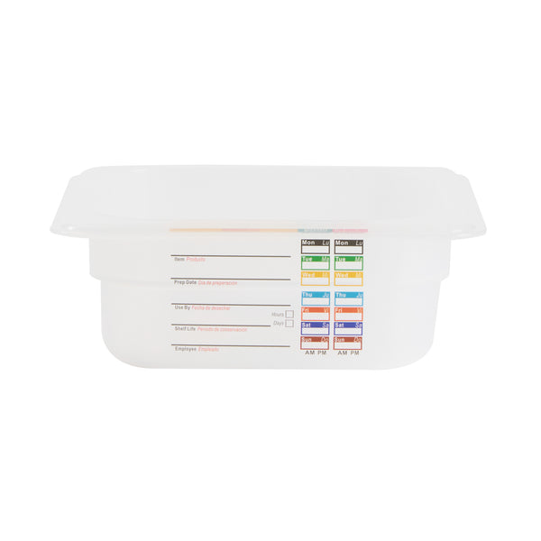 Restaurantware Met Lux Square White Polypropylene 1/6 Size Food Pan - 2.5" Deep With Label - 6 3/4" X 6 1/4" X 2 1/2" - 10 Count Box