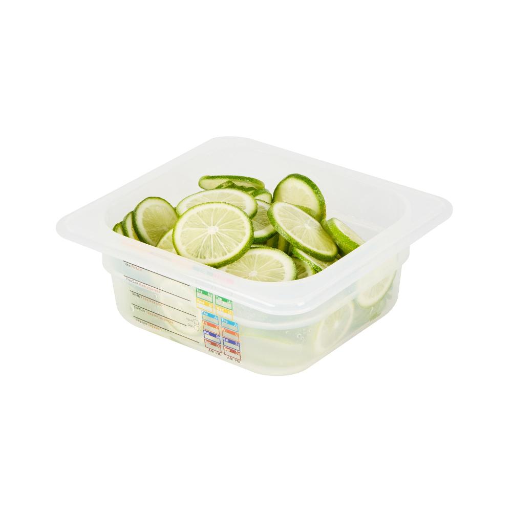 restaurantware Met Lux Square White Polypropylene 1/6 Size Food Pan - 2.5" Deep with Label - 6 3/4" x 6 1/4" x 2 1/2" - 10 count box
