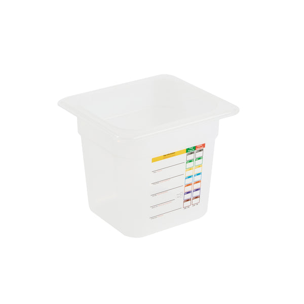 Restaurantware Met Lux Square White Polypropylene 1/6 Size Food Pan - 6" Deep With Label - 6 3/4" X 6 1/4" X 6" - 10 Count Box