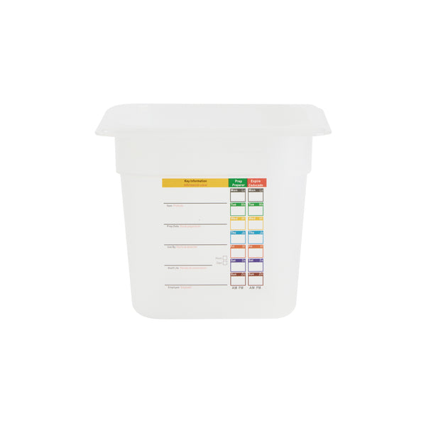 Restaurantware Met Lux Square White Polypropylene 1/6 Size Food Pan - 6" Deep With Label - 6 3/4" X 6 1/4" X 6" - 10 Count Box