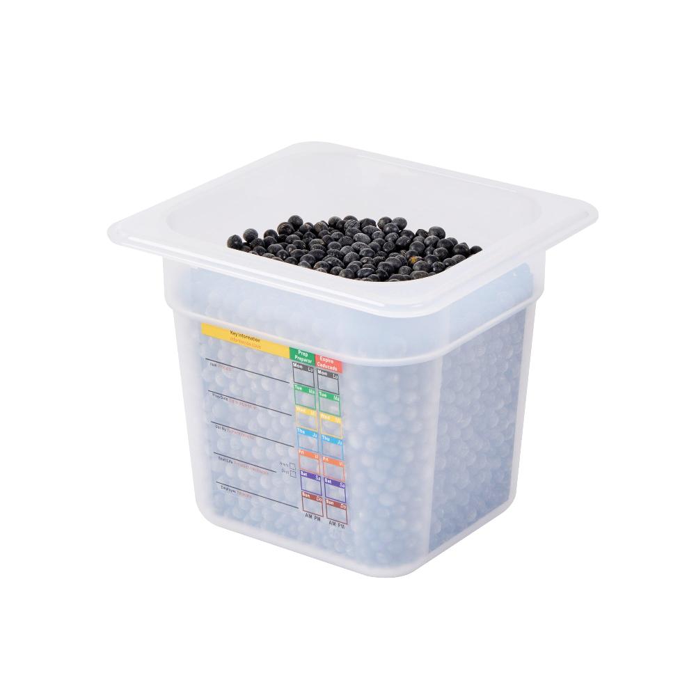 restaurantware Met Lux Square White Polypropylene 1/6 Size Food Pan - 6" Deep with Label - 6 3/4" x 6 1/4" x 6" - 10 count box