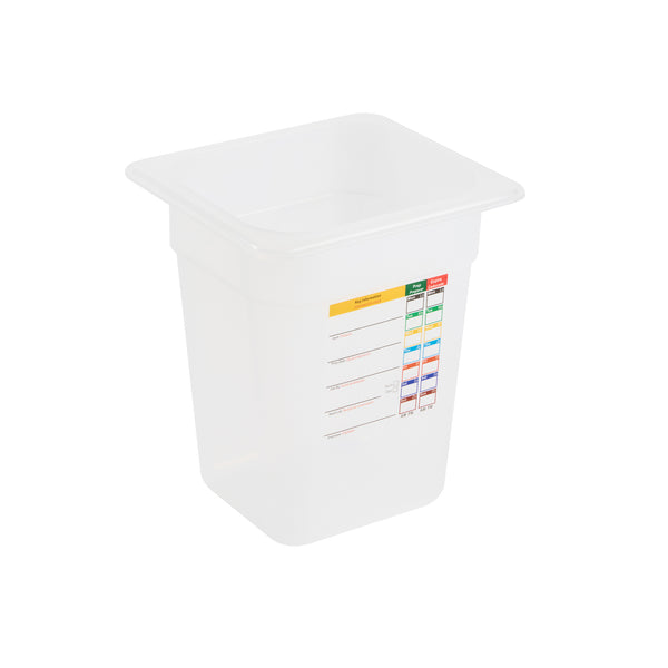 Restaurantware Met Lux Square White Polypropylene 1/6 Size Food Pan - 8" Deep With Label - 6 3/4" X 6 1/4" X 7 3/4" - 10 Count Box