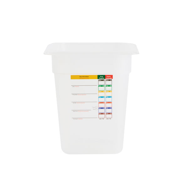 Restaurantware Met Lux Square White Polypropylene 1/6 Size Food Pan - 8" Deep With Label - 6 3/4" X 6 1/4" X 7 3/4" - 10 Count Box