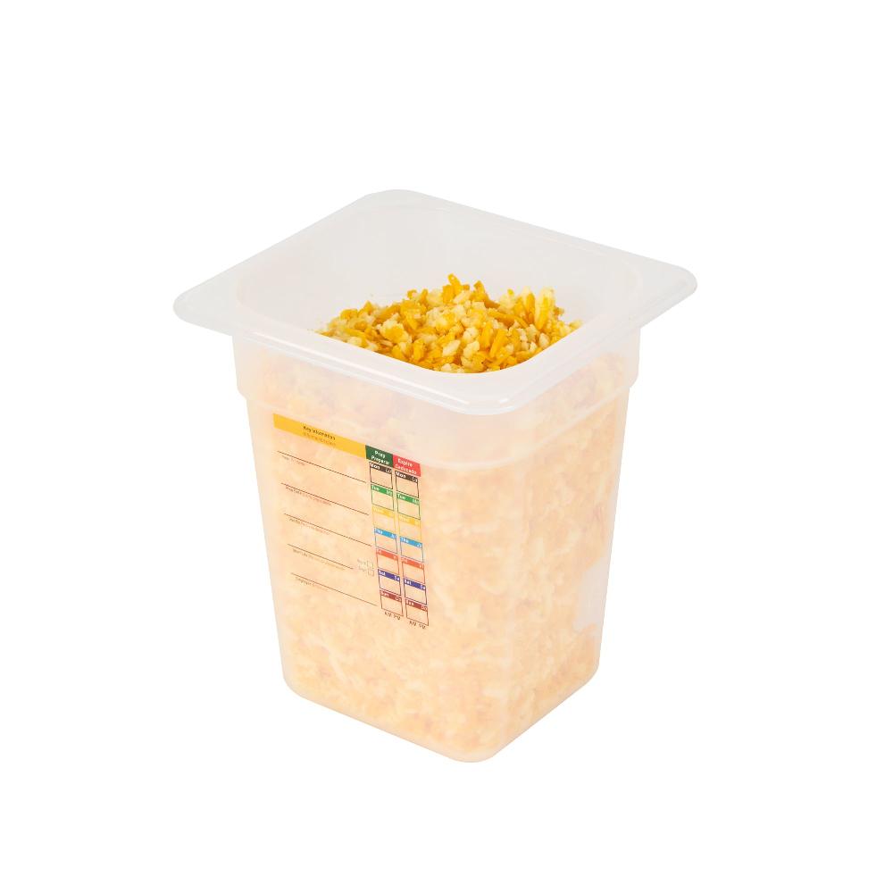 restaurantware Met Lux Square White Polypropylene 1/6 Size Food Pan - 8" Deep with Label - 6 3/4" x 6 1/4" x 7 3/4" - 10 count box