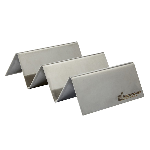 Restaurantware Met Lux Stainless Steel Double Taco Holder - With 2 Or 3 Compartments - 6 1/2" X 4" X 1 1/2" - 1 Count Box