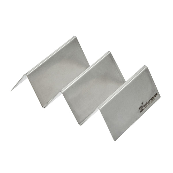 Restaurantware Met Lux Stainless Steel Double Taco Holder - With 2 Or 3 Compartments - 6 1/2" X 4" X 1 1/2" - 1 Count Box