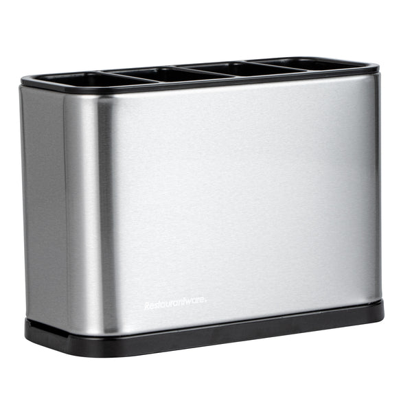 Restaurantware Met Lux Stainless Steel Flatware Organizer / Sink Caddy - 4 Compartments With Drip Tray - 7" X 3 1/2" X 5" - 1 Count Box