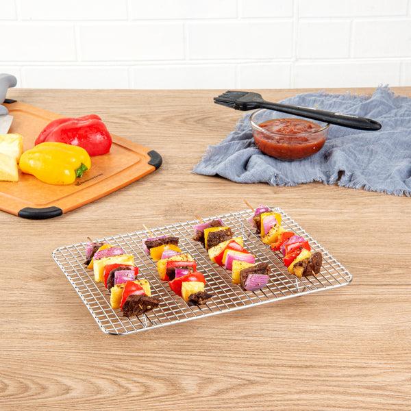 Restaurantware Met Lux Stainless Steel Footed Wire Cooling Rack - For Quarter Size Sheet Pan - 8 1/2" X 12" - 1 Count Box