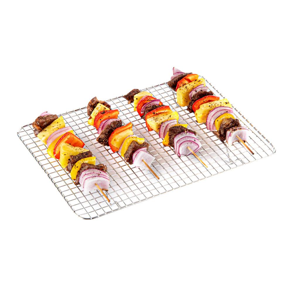 restaurantware Met Lux Stainless Steel Footed Wire Cooling Rack - For Quarter Size Sheet Pan - 8 1/2" x 12" - 1 count box