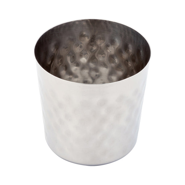 Restaurantware Met Lux Stainless Steel French Fry Cup - Hammered Mirrored Finish - 3 1/2" X 3 1/2" - 1 Count Box
