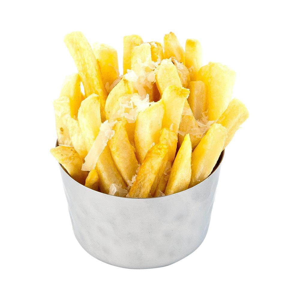 restaurantware Met Lux Stainless Steel French Fry Cup - Hammered Mirrored Finish - 3 1/4" x 2" - 1 count box