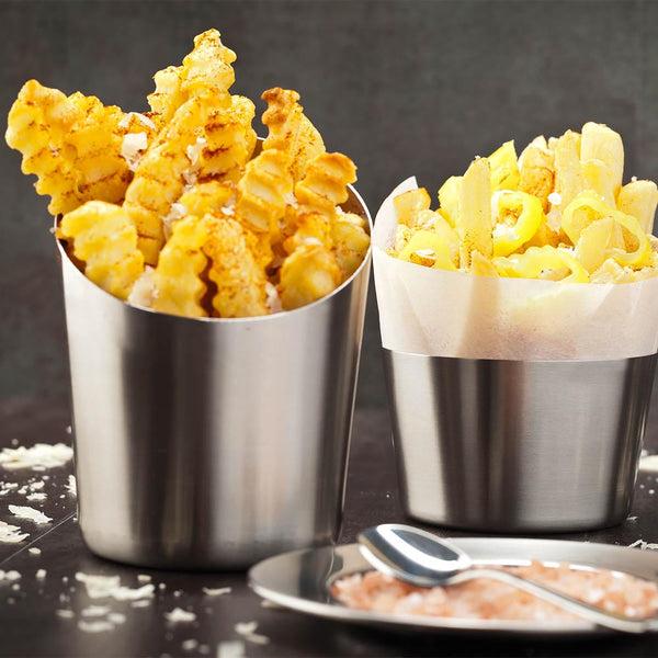 Restaurantware Met Lux Stainless Steel French Fry Cup - Short Satin Finish - 3 1/4" X 2" - 1 Count Box