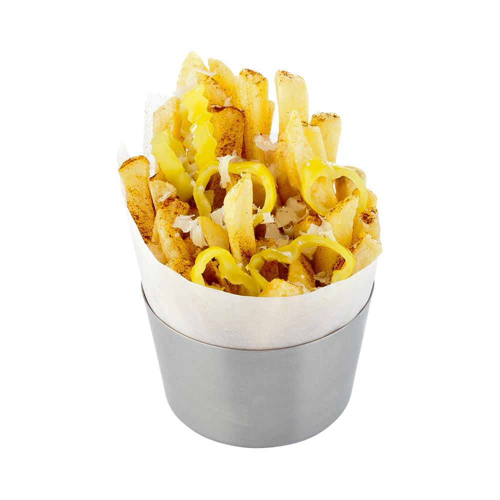 restaurantware Met Lux Stainless Steel French Fry Cup - Short Satin Finish - 3 1/4" x 2" - 1 count box