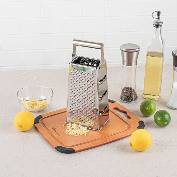 Restaurantware Met Lux Stainless Steel Heavy-Duty Four-Sided Cheese Grater - 4 1/4" X 3 1/4" X 10" - 1 Count Box