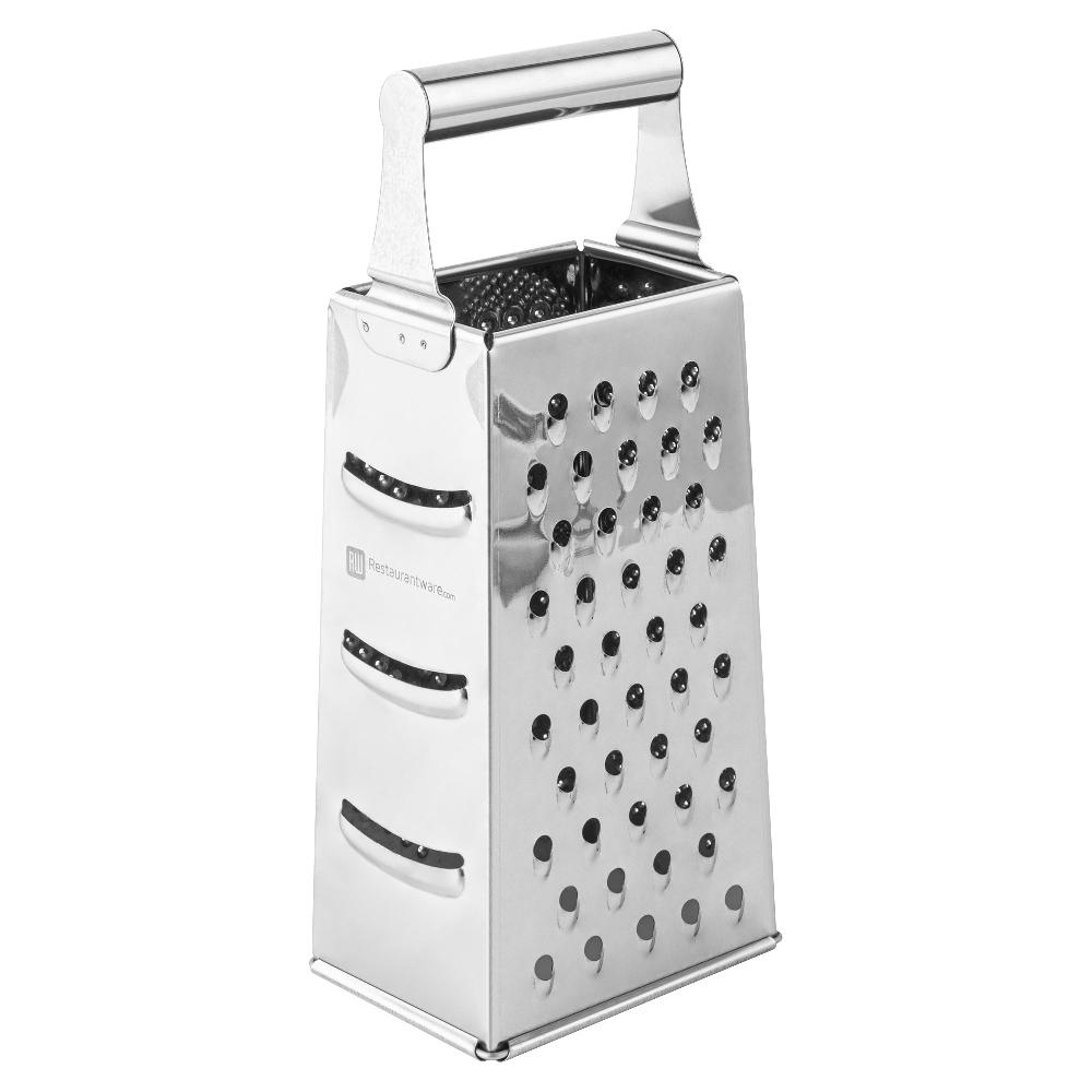 restaurantware Met Lux Stainless Steel Heavy-Duty Four-Sided Cheese Grater - 4 1/4" x 3 1/4" x 10" - 1 count box