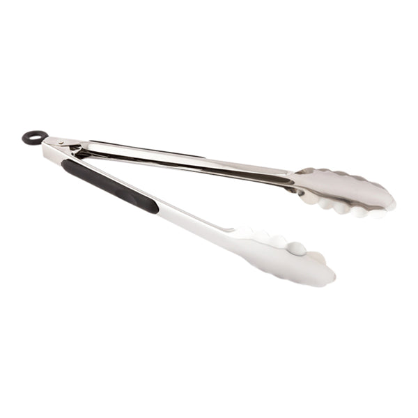 Restaurantware Met Lux Stainless Steel Heavy-Duty Tongs - With Rubber Grip - 12" - 1 Count Box