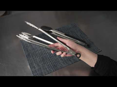 Restaurantware Met Lux Stainless Steel Heavy-Duty Tongs - With Rubber Grip - 12" - 1 Count Box
