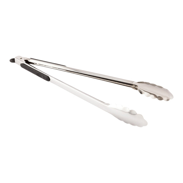 Restaurantware Met Lux Stainless Steel Heavy-Duty Tongs - With Rubber Grip - 16" - 1 Count Box