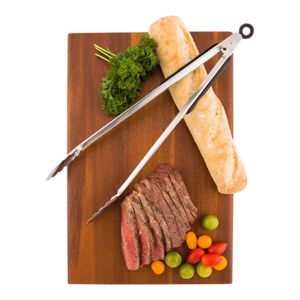 restaurantware Met Lux Stainless Steel Heavy-Duty Tongs - with Rubber Grip - 16" - 1 count box