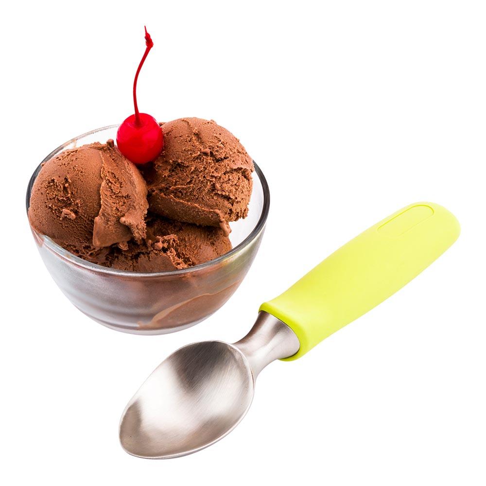 restaurantware Met Lux Stainless Steel Ice Cream Scoop - Non-Slip Rubberized Grip - 8 1/4" x 1 3/4" x 1" - 1 count box