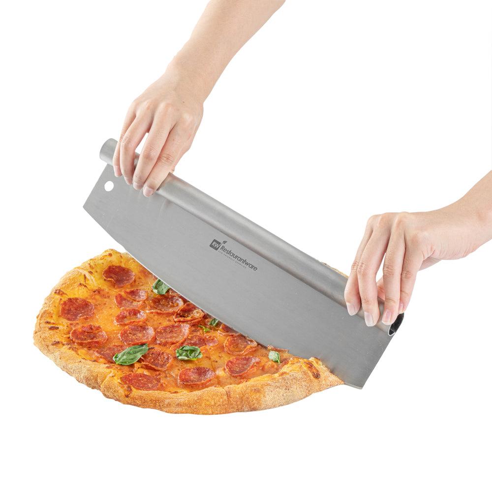 restaurantware Met Lux Stainless Steel Pizza Cutter / Rocker - with Cover - 13 3/4" x 3 1/2" - 1 count box