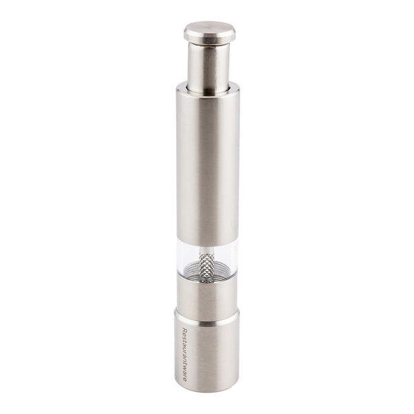 Restaurantware Met Lux Stainless Steel Salt Or Pepper Mill - Push Top - 1" X 1" X 6" - 1 Count Box