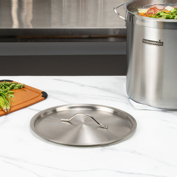 Restaurantware Met Lux Stainless Steel Sauce Pan Lid - Fits 21 Qt - 1 Count Box