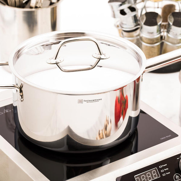 Restaurantware Met Lux Stainless Steel Sauce Pan Lid - Fits 6 Qt - 1 Count Box
